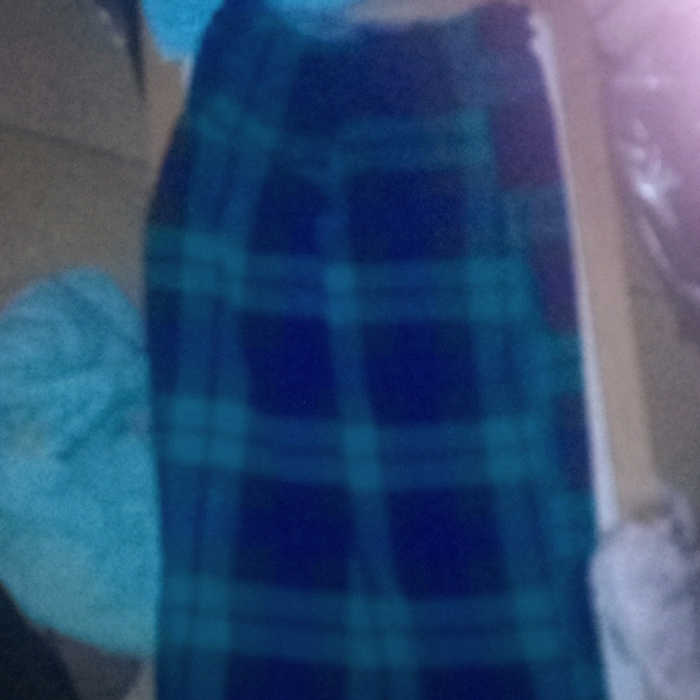 Blue and green plaid midi skirt